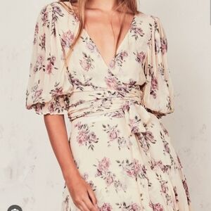 Loveshackfancy elegant SILK floral skirt and wrap top set